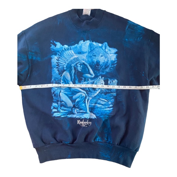 Vintage wolf print blue tie dyed effect sweatshirt - Picture 10 of 12